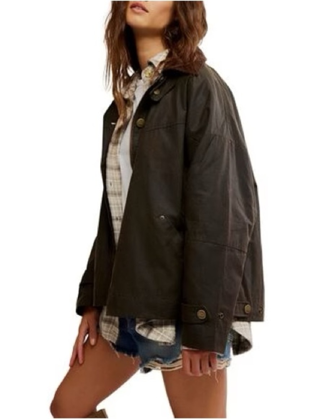 NEW, We The Free Cori Waxed Jacket in Olive Size L
